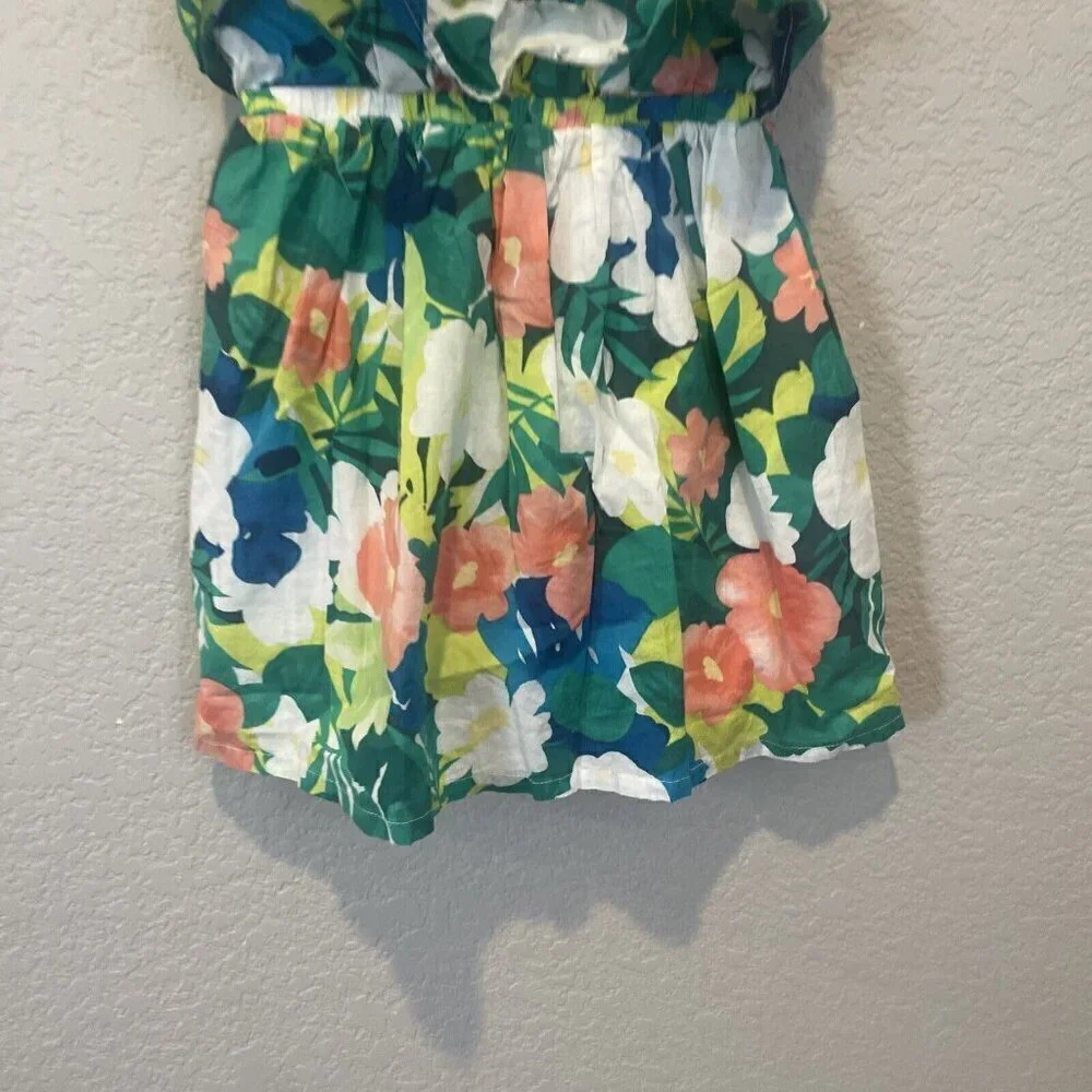 Gymboree 3T Tropical Floral Sunny Safari Dress Sun Summer Green Coral Ruffles